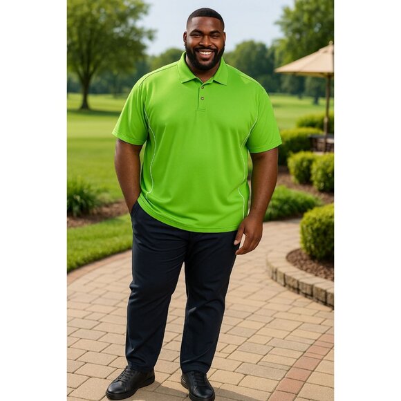 Grand Slam Size XXL Polo Shirt Mens Short Green Sleeve White Piping - Picture 8 of 8